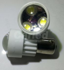 Світлодіодна Автолампа 1156 (P21W) -S25-BA15s3PCS 3W White (180-200Lm) ceramic lamp (з лінзою 90 °)