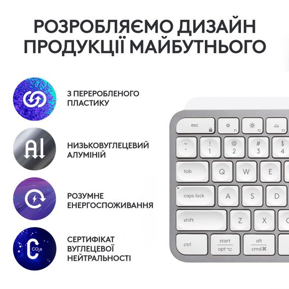 Клавіатура Logitech MX Keys S Wireless UA Pale Grey (920-011588) | Зображення 4