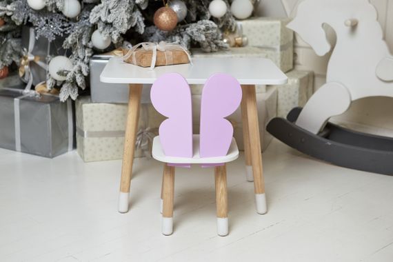 Дитячий  білий прямокутний стіл та стільчик  фіолетовий метелик з білим сидінням. Дитячий  білий столик | Зображення 6
