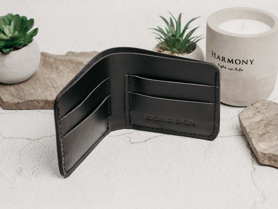 Шкіряний біфолд Skin and Skin Slim 11.5х9 см Чорний (SW03BL) | Зображення 3