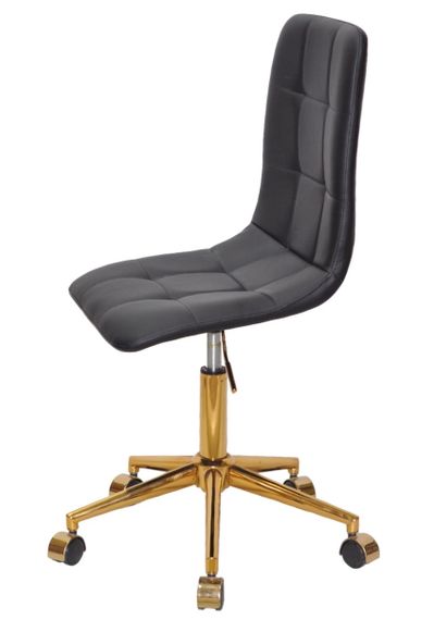 Крутий зі спинкою з регулюванням висоти Tom GD-Modern Office, на золотій хрестовині з колесами Шкірзам чорний | Зображення 3