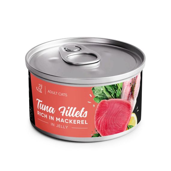 Влажный корм Savory Tuna Fillets rich in Mackerel in Jelly for Adult Cats филе тунца с макрелью в желе для взрослых котов, 70 г