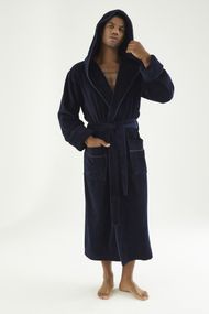 Мужской велюровый халат Nusa 7230 с капюшоном, темно-синий, 3XL