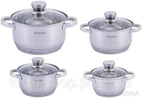 Набор 4 кастрюли Kamille Desiree 1.5л, 2л, 3л, 5л из нержавеющей стали с 9-слойным индукционным дном KM-4916