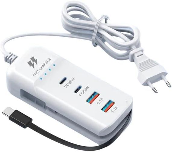 Швидкий зарядний пристрій 66 Вт, 2 USB-порти та 2 PD-порти, Type-C / Компактна, багатофункціональна, потужна зарядна станція | Зображення 2