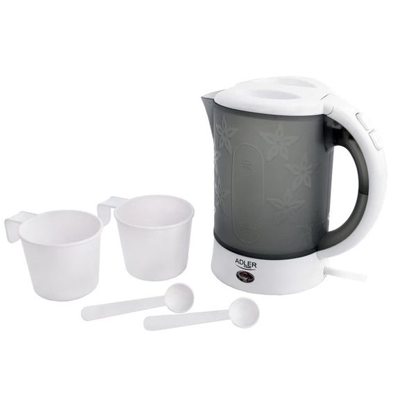 Электрочайник чайник с чашками и ложечками набор в дорогу Adler AD 1268 0.6Л 600Вт