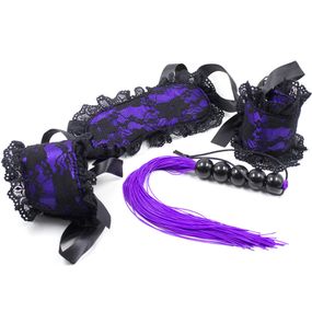 Мереживний БДСМ набір Purple Obedience, колір: чорно-фіолетовий Sex Aura