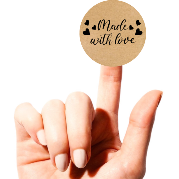 Этикетка круглая крафт "Made with love 02", Диаметр 50 мм, 250 шт/рулон, Viskom | Зображення 1