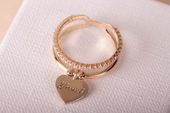 Кольцо из желтого и белого золота с сердечком 16 | Зображення 2