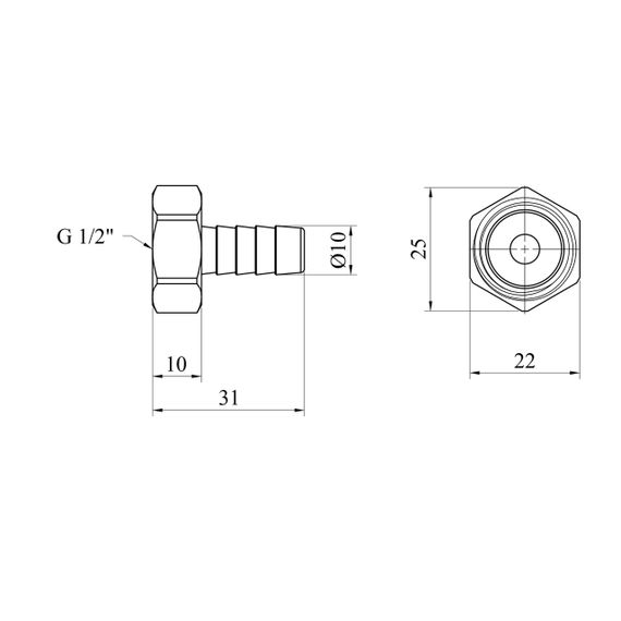Штуцер Karro 1/2" РВ, D=10 мм нікельований KR-820 | Зображення 1