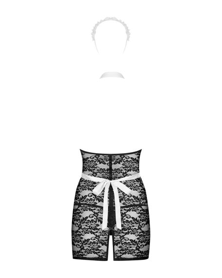 Эротический костюм горничной Obsessive Servgirl costume S/M, халат, стринги, фартук, обруч | Зображення 3