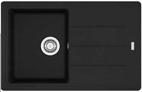 Мийка кухонна Franke Basis, фраграніт, прямокутник, з крилом, 780х500х200мм, чаша - 1, накладна, BFG 611-78, чорний матовий (114.0667.446)