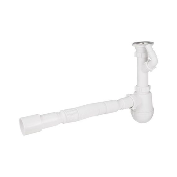 Сифон для кухонной мойки Lidz (WHI) 60 05 M002 00 с отводом для стиральной машины (выход 40/50 мм)