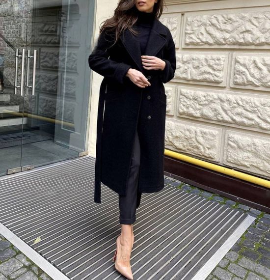 Женское стильное кашемировое пальто IP360 цвет черный, размер S/M | Зображення 1