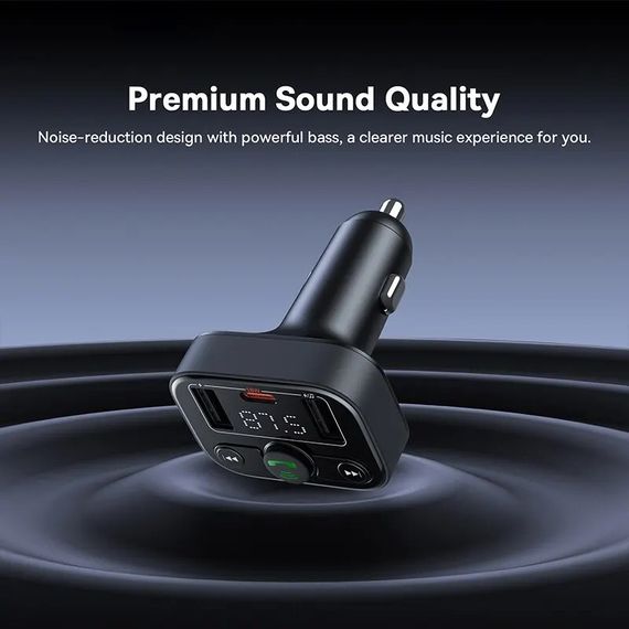 FM модулятор Baseus S-09 Lite Bluetooth 2USB + Type-C