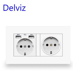 Внутрішня розетка подвійна з USB 250 В/16 А біла
