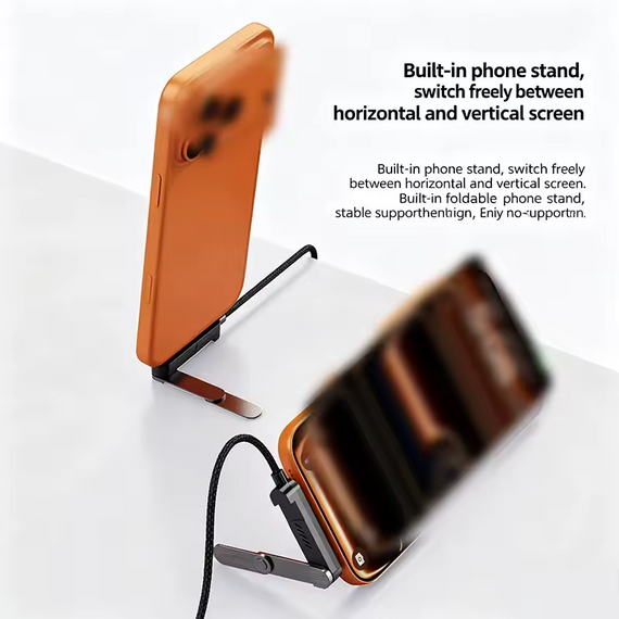 Кабель USB Type-C 65W з перехідником і підставкою 90° 1.5 м orange | Зображення 2