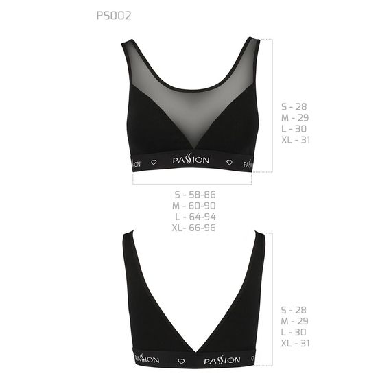 Топ з прозорою вставкою Passion PS002 TOP S, black | Зображення 5