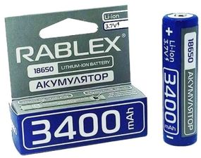 Литий-ионный аккумулятор с защитой Rablex 3400 mAh 18650 (Li-ion) 3,7 V качественные с проверенной емкостью