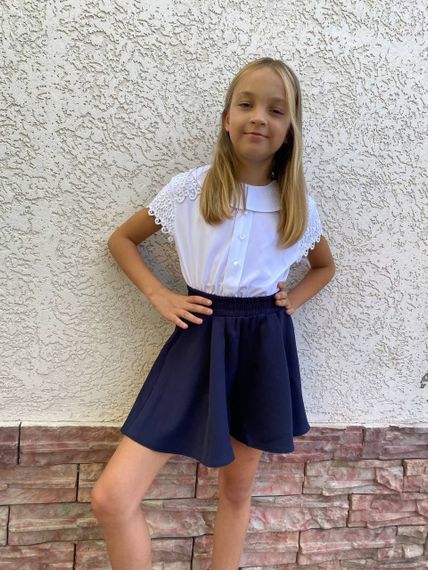 Дитяча шкільна спідниця-шорти на дівчинку колір темно-синій розмір 140, SBR132 | Зображення 3