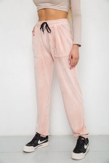 Штани жіночі велюрові, колір пудровий, 238R58168 | Зображення 2