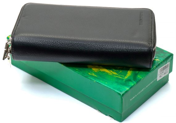 Черный мужской кошелек-клатч на две молнии из натуральной кожи Marco Coverna MC-801 | Зображення 1