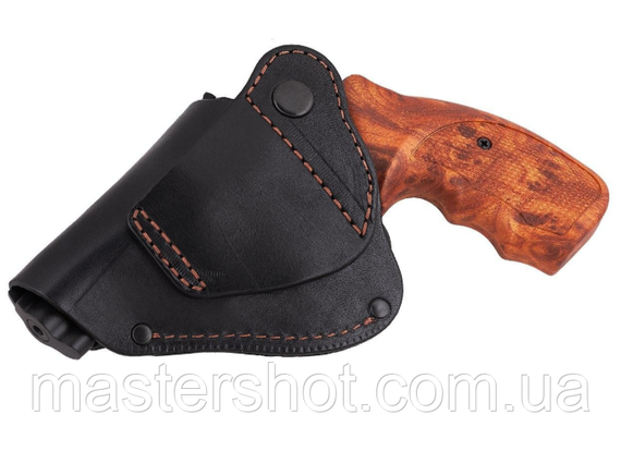 Кобура Револьвер 25 поясная  скрытого внутрибрючного ношения формованная с клипсой кожа черная MS | Зображення 1