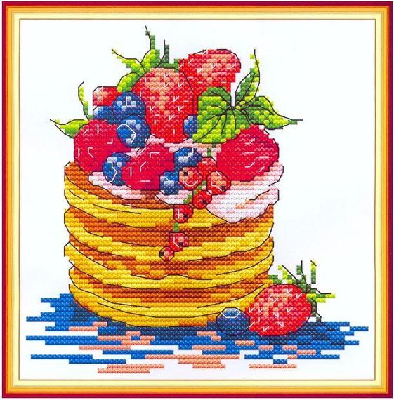 Набор для вышивания по нанесённой на канву схеме "Dessert 2". AIDA 14CT printed, 18*19 см