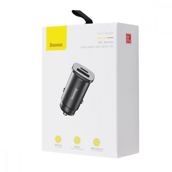 АЗП Baseus Square Metal PD 3.0 QC 4.0+ 30W USB + Type-C | Зображення 1