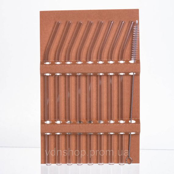 Набор стеклянных трубочек с щеточкой, многоразовые соломинки для коктейлей и напитков  (8+1) 64486-83