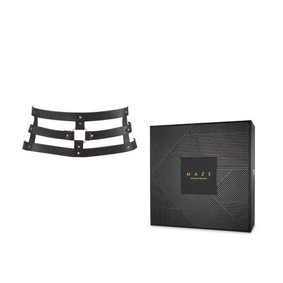 Портупея-пояс Bijoux Indiscrets MAZE - Wide Belt and Restraints Black, екошкіра | Зображення 1