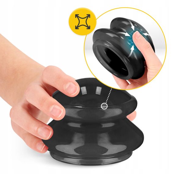 Вакуумні масажні банки 4FIZJO MED+ силіконові для тіла (китайські/атницелюлітні банки) 4 шт Black (P-5907739314932) | Зображення 1