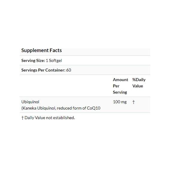 Коензим Doctor's Best Ubiquinol with Kaneka 100 mg 60 Softgels DRB-00205 | Зображення 2