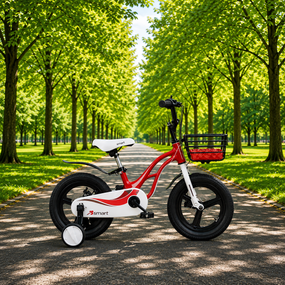 Детский велосипед 16" Smart с магниевой рамой, передней корзиной, дополнительными колесиками и дисковыми тормозами