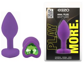 Силіконова анальна пробка EGZO - Silicone Violet Heart Plug Green, size S Sex Aura