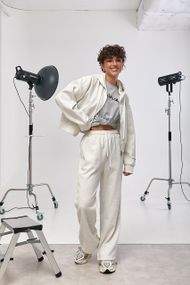 Спортивний костюм вільного фасону з вишитим написом - світло-сірий цвет, M/L (є розміри)