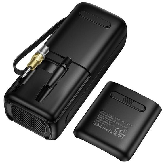 Автомобільний насос Hoco ZP18 Enlighten smart air pump Black | Зображення 3