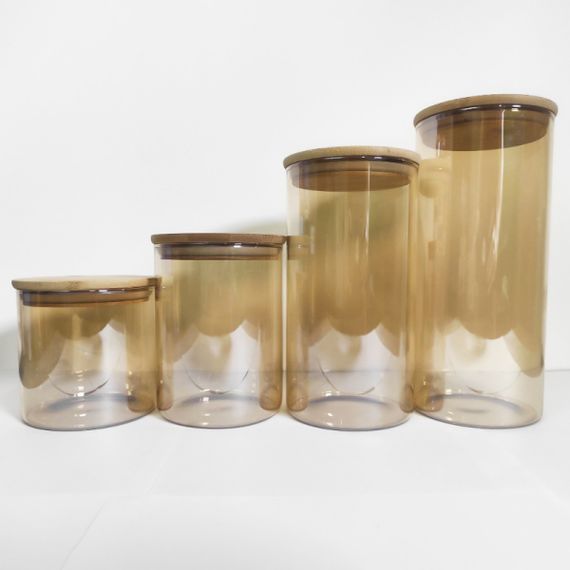 Емкость стеклянная с деревянной крышкой (круглая) янтарь VT-8008 Vittora 800 мл | Зображення 4