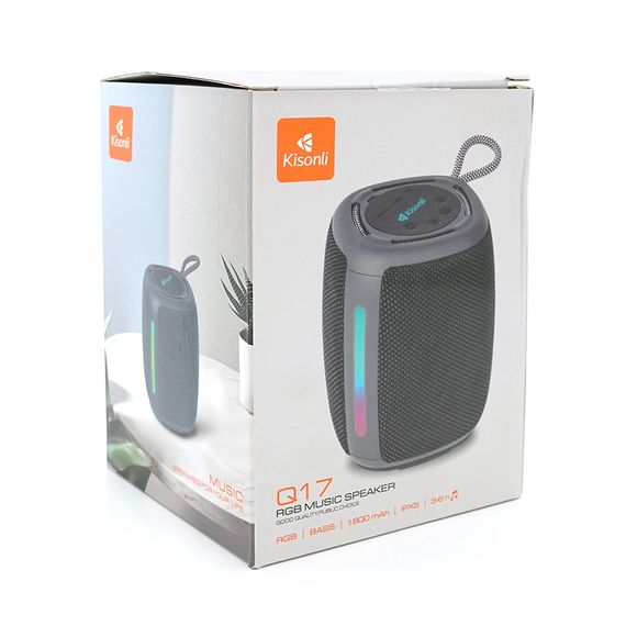 Колонка Kisonli Q17 Bluetooth 5.3, 1х8W, 1800mAh, USB/TF/TWS/FM/BT/LED, DC: 5V/1A, BOX, Camouflage, Q45 | Зображення 1