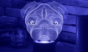 Акриловый светильник-ночник Мопс синий tty-n001416