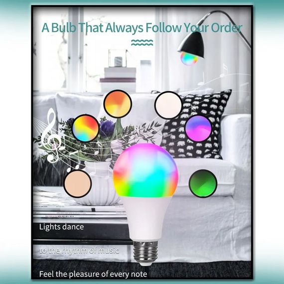 Світлодіодна Led RGB-лампа Tuya + пульт 220v вольти E27 | Зображення 4