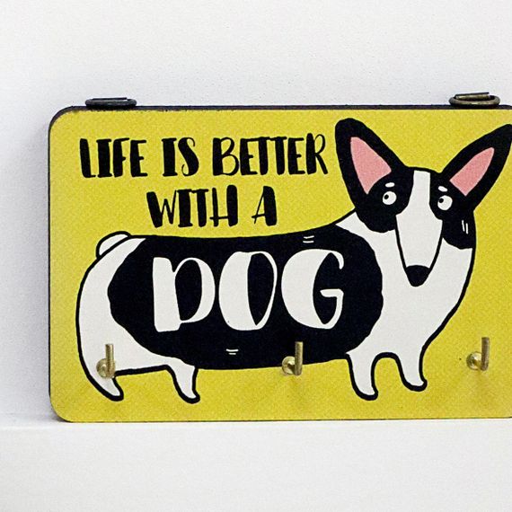 Ключница настенная Life is better with a dog 10x15 см (KEDL_21S011)