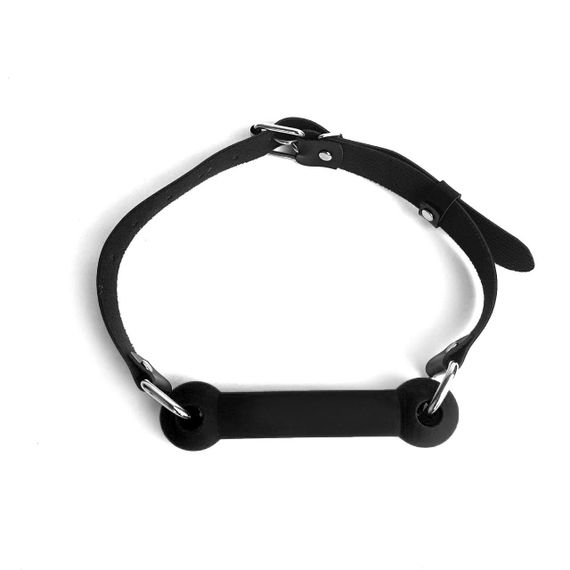 Кляп-палиця на ременях Art of Sex – Gag Stick Silicon, чорний, натуральна шкіра Sex Aura | Зображення 2