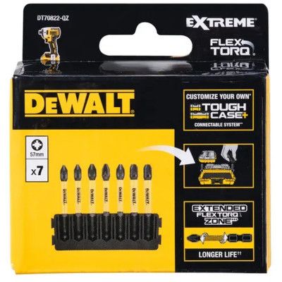 Набор бит DeWALT в касете для Tough Case, FlexTorq, L=57 мм, Рz2 - 7 шт. (DT70821) | Зображення 1