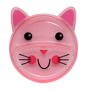 Детская секционная тарелочка "Кот" 6000_кіт_рожевий