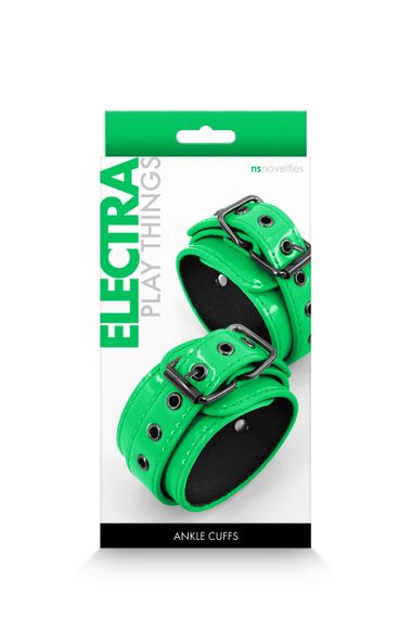 Фіксатори на ноги NS Novelties Electra Play Things Wrist Cuffs, зелений неон Sex Aura | Зображення 1
