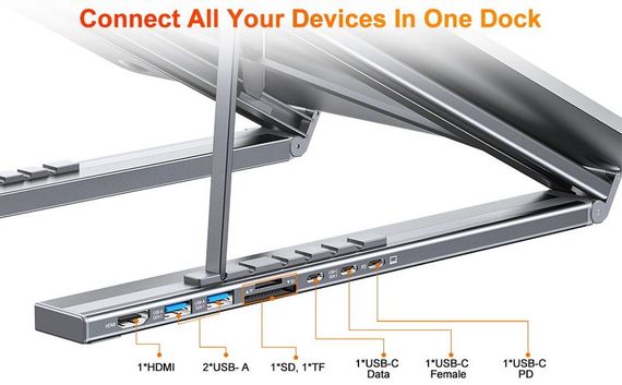 Адаптер Choetech HUB-M48-GY, USB Type-C 7-в-1 | Зображення 4