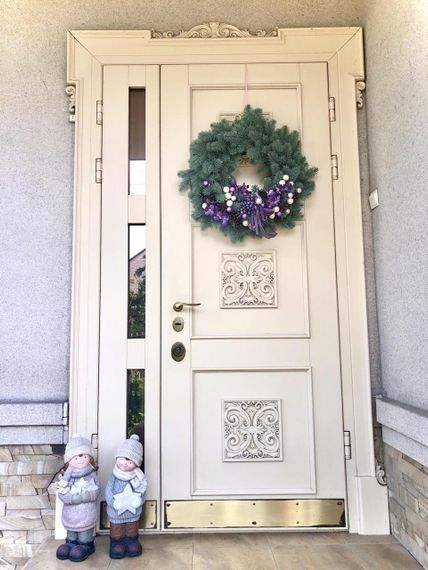 Вінок новорічний різдвяний Premium з литої хвої d-60 см блакитний | Зображення 4