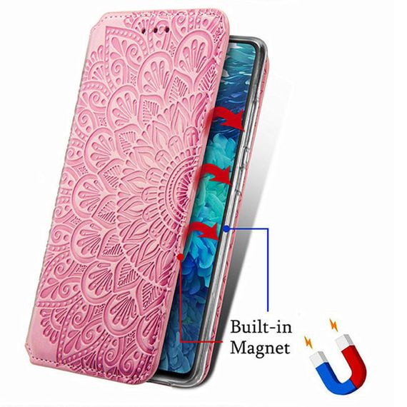 Шкіряний чохол-книжка GETMAN Mandala (PU) для Xiaomi Redmi Note 10 / Note 10s Штучна шкіра, Слот для візитки, Рожевий | Зображення 3