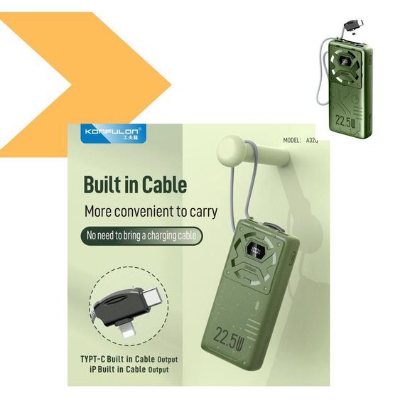 Повербанк 20000mAh 22.5W KONFULON A32Q (47222-A32Q_721) | Зображення 1